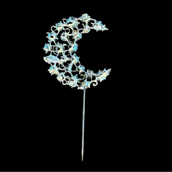 Stunning LISNER Vintage Iridescent Crystal Crescent Brooch - MINT CONDITION - Picture 4 of 5